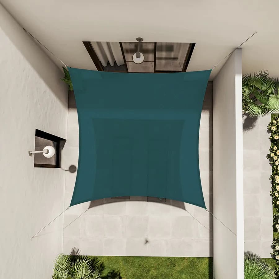 Vela da giardino quadrata 3x3 m in poliestere idrorepellente blu petrolio 180 gr - Solaris