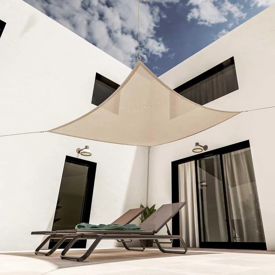 Vela da giardino quadrata 3x3 m in poliestere idrorepellente beige 180 gr - Solaris