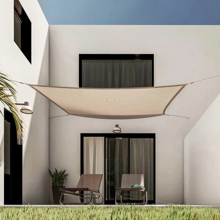 Vela da giardino quadrata 3x3 m in poliestere idrorepellente beige 180 gr - Solaris