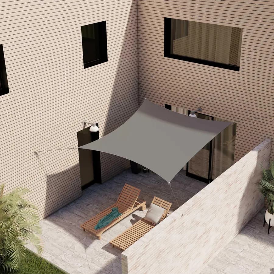 Vela da giardino quadrata 3x3 m in poliestere idrorepellente grigio 180 gr - Solaris