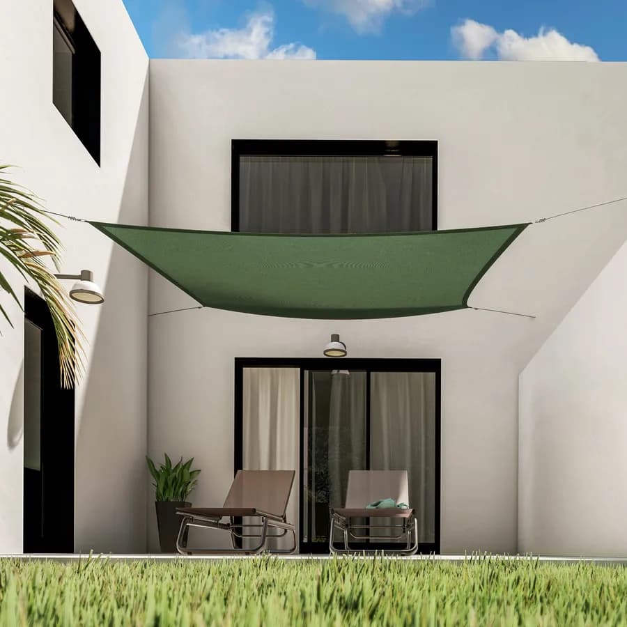 Vela da giardino quadrata 3x3 m in poliestere idrorepellente verde 180 gr - Solaris