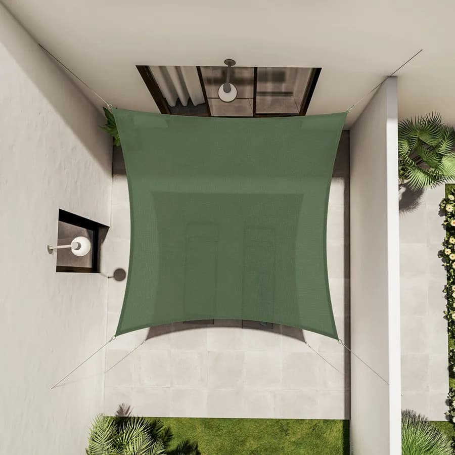 Vela da giardino quadrata 3x3 m in poliestere idrorepellente verde 180 gr - Solaris