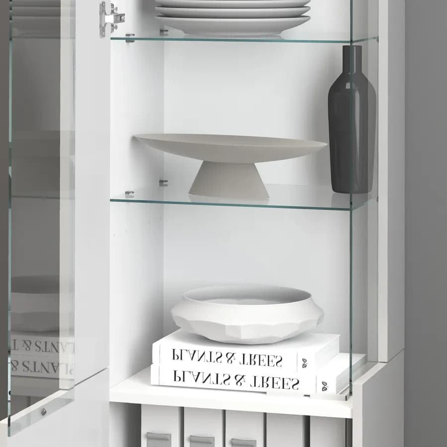 Vetrina 45x190h cm bianco lucido con 1 anta e 5 ripiani- Carim