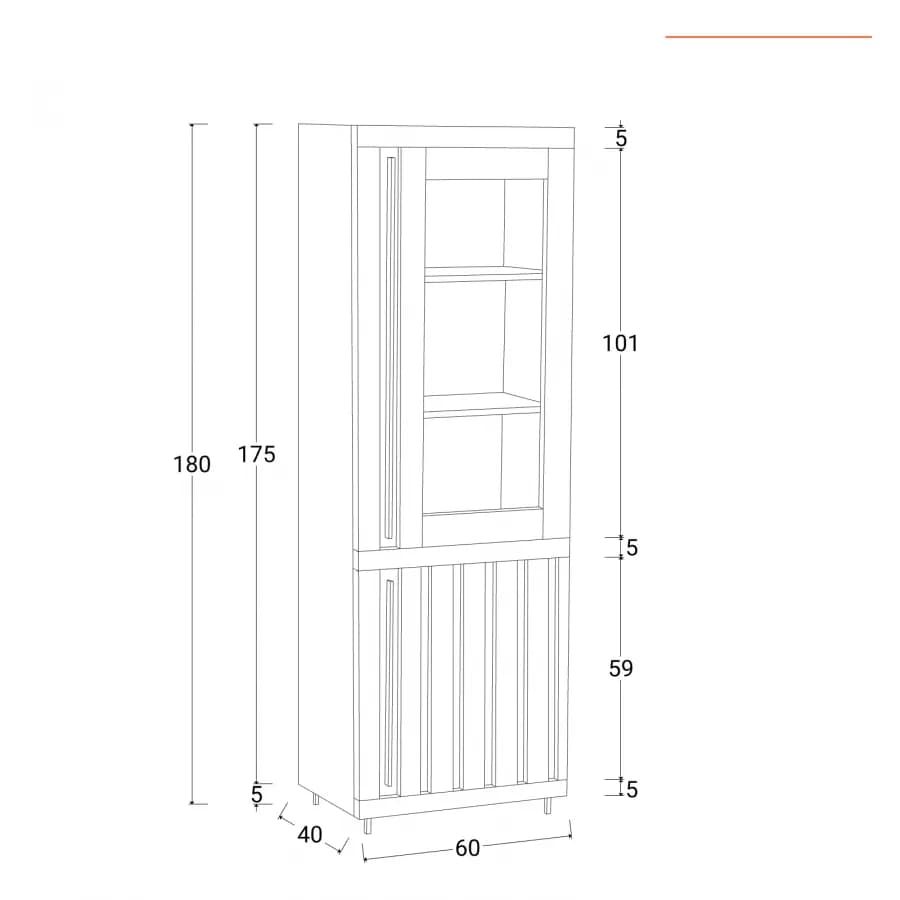 Vetrina 60x180h cm in legno - Freia Sheesham