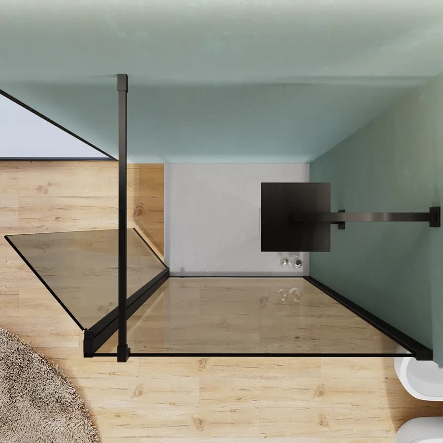 Walk-In 100 cm con parete girevole 45 cm in vetro temperato fumè con profilo nero 200h - Keep