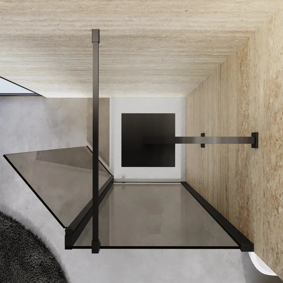 Walk-In 70 cm con parete girevole 35 cm in vetro temperato fumè con profilo nero - Keep