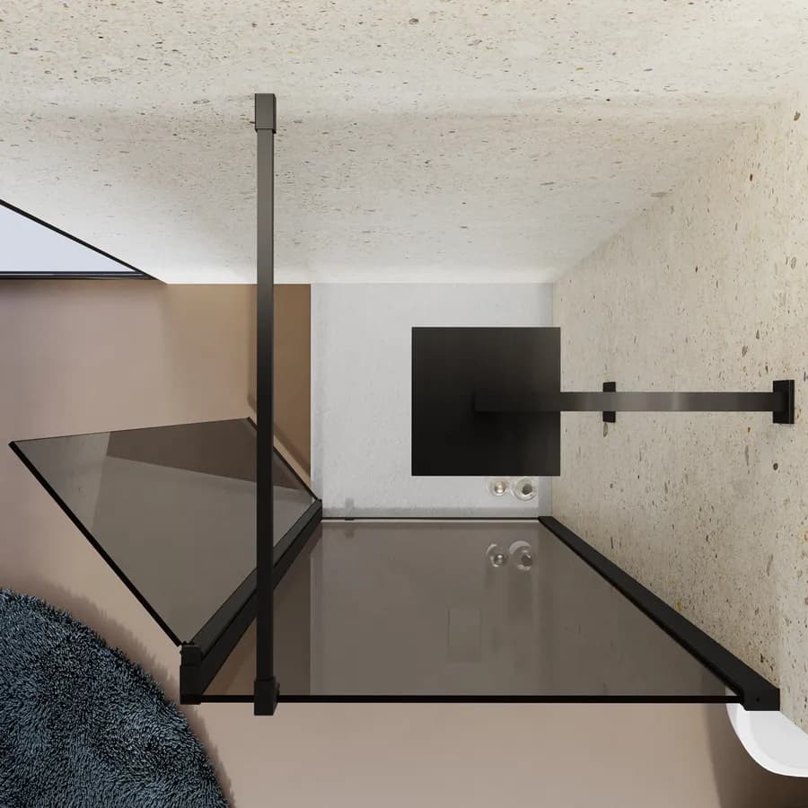 Walk-In 80 cm con parete girevole 45 cm in vetro temperato fumè con profilo nero - Keep