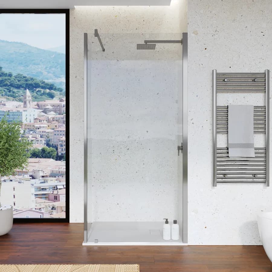Walk in box doccia 90 cm + anta girevole 45 cm vetro temperato anticalcare trasparente - Keep