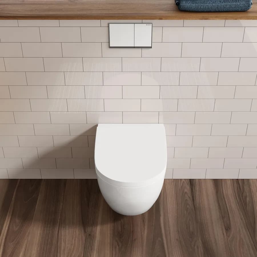 Wc sospeso rimless ceramica lucida con copri wc con chiusura rallentata - Volga