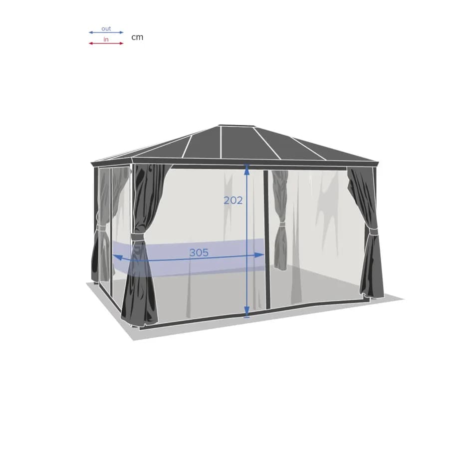 Zanzariera per gazebo 3,6x3 m in poliestere grigio - Shine