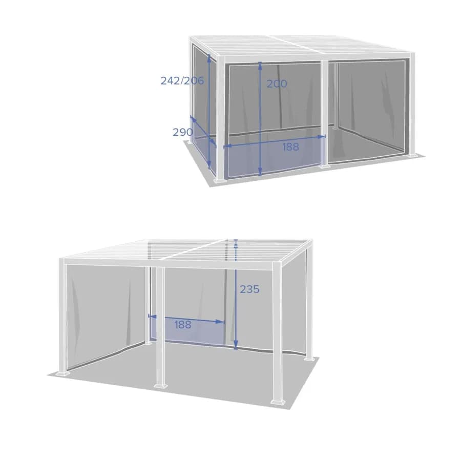 Zanzariera per gazebo 4x3 m in poliestere grafite - Miro