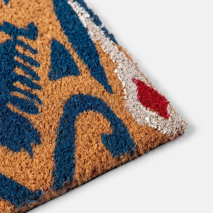 Zerbino 45x75 cm in coir con disegno blu