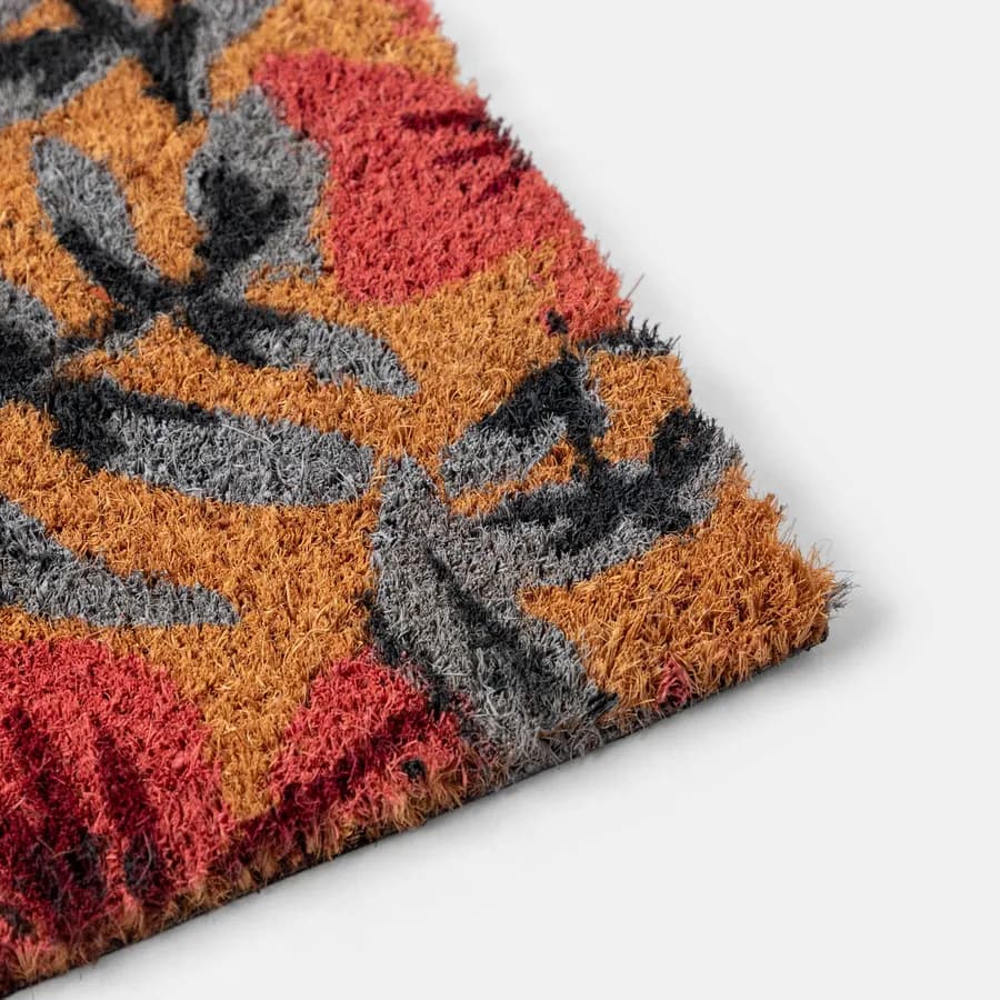 Zerbino 45x75 cm in coir con disegno fiori rosa e blu