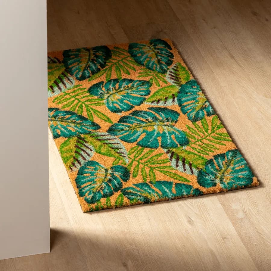 Zerbino 45x75 cm in coir con disegno foglia di palma