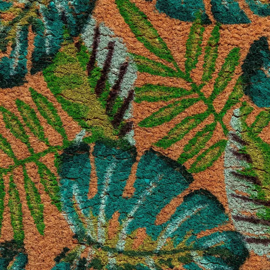 Zerbino 45x75 cm in coir con disegno foglia di palma