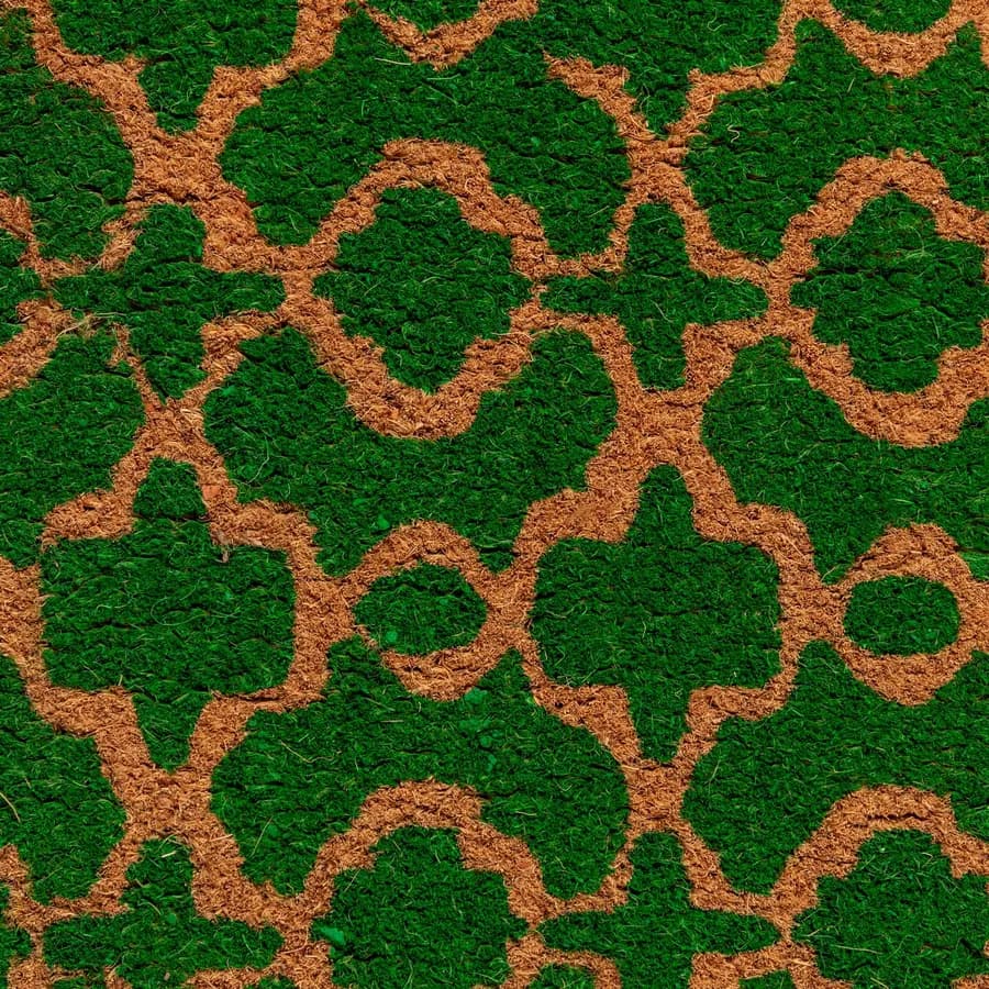 Zerbino 45x75 cm in coir con disegno geometrico verde