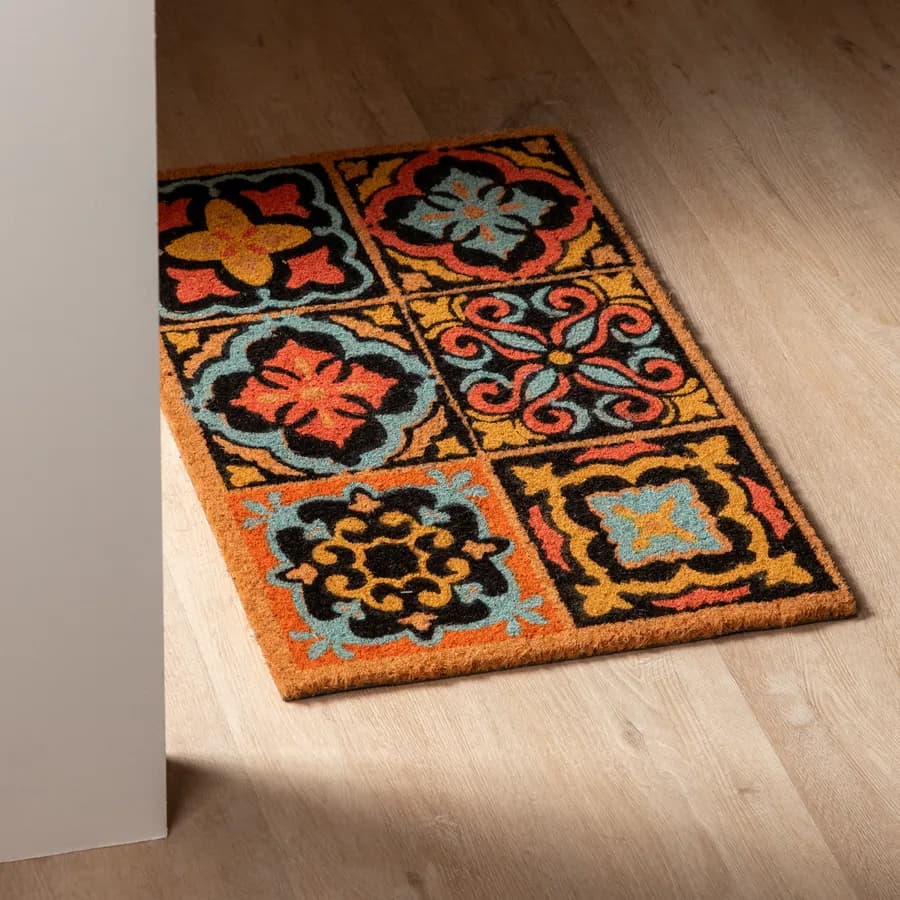 Zerbino 45x75 cm in coir con disegno maioliche