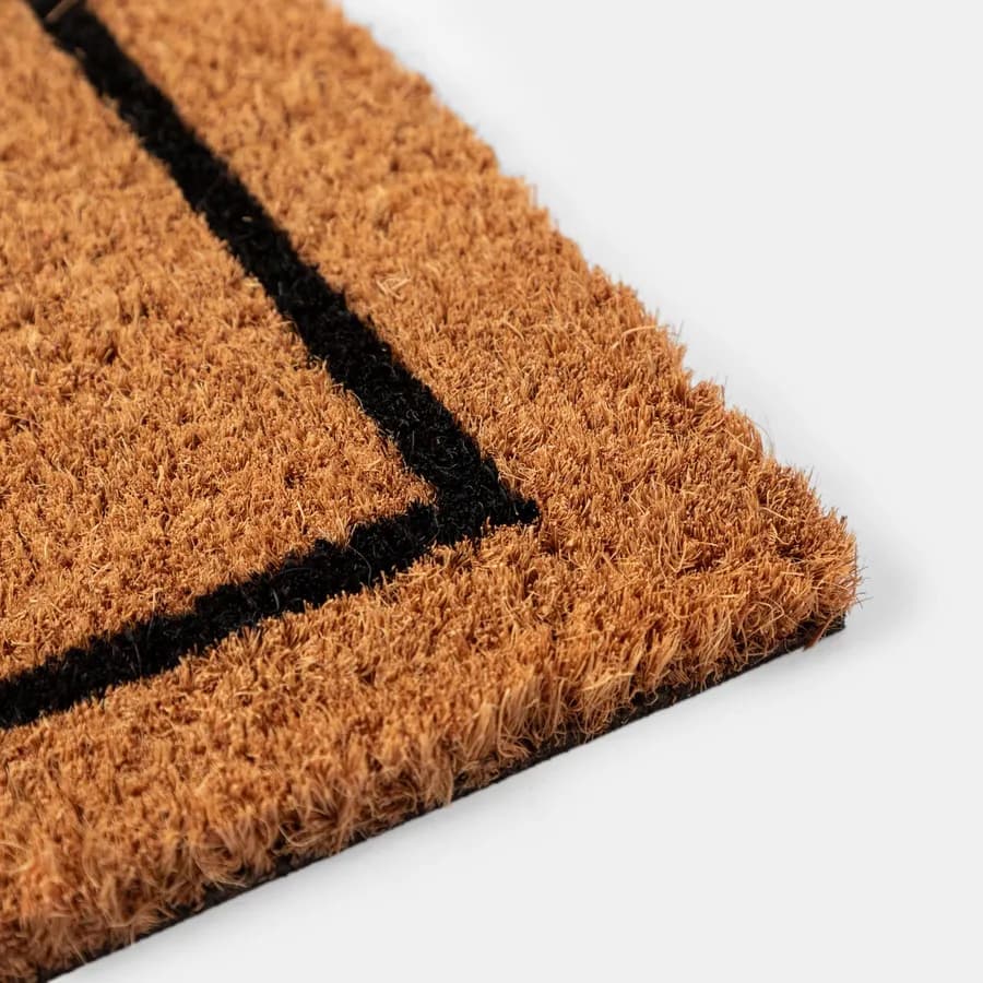 Zerbino 45x75 cm in coir con disegno palme nere