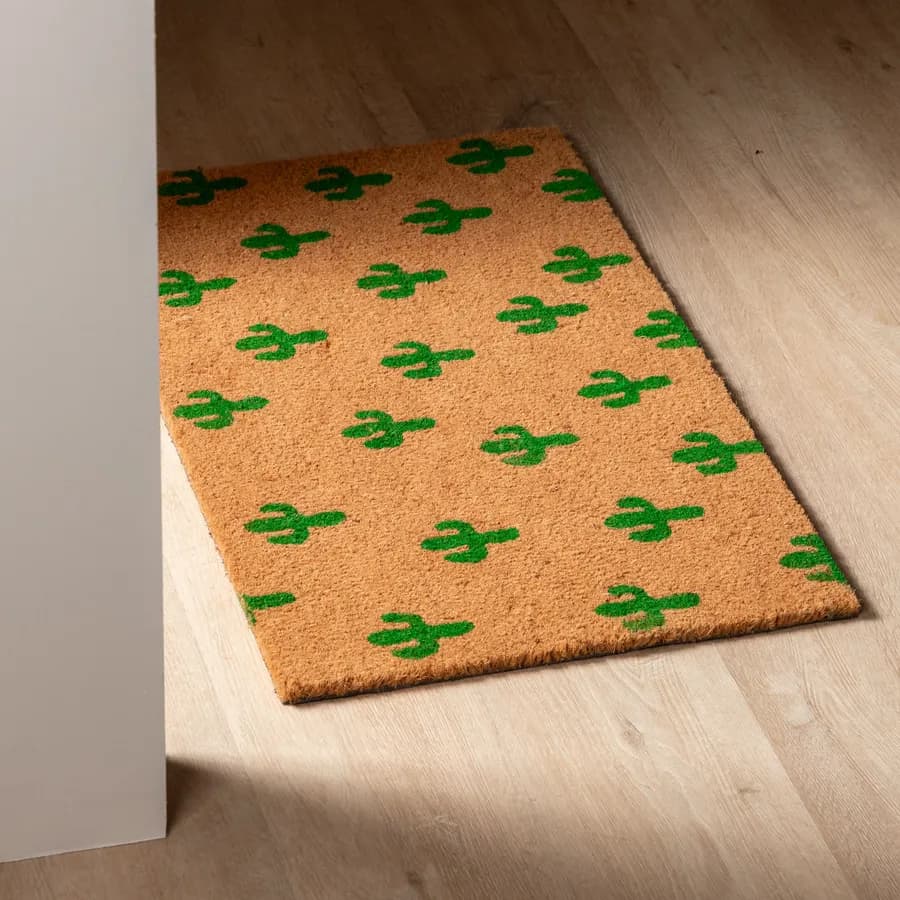 Zerbino 45x75 cm in coir con disegno palme verdi