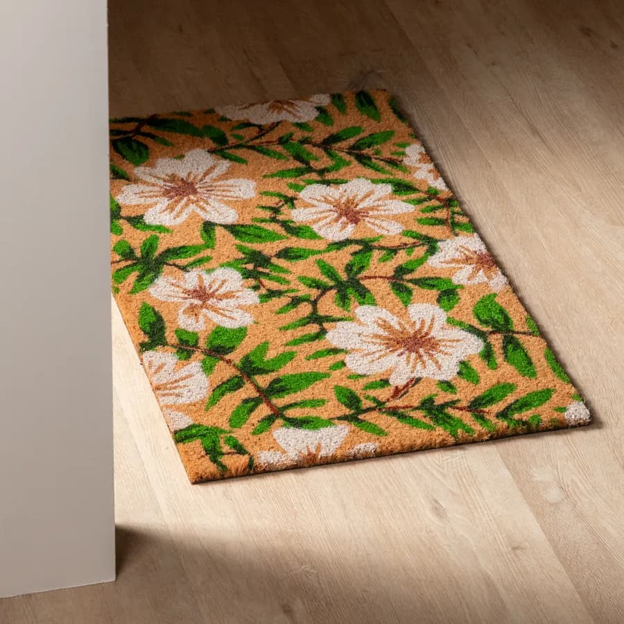 Zerbino 45x75 cm in coir con disegno prato fiorito