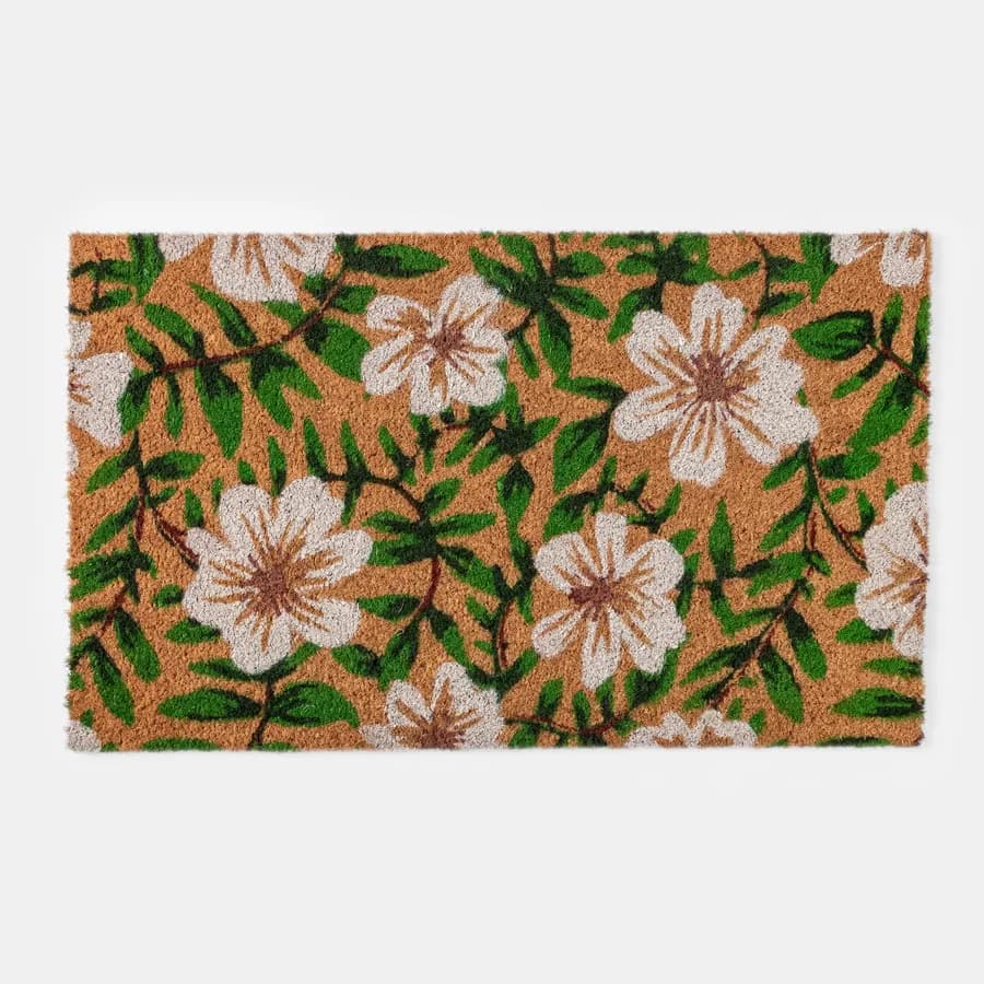 Zerbino 45x75 cm in coir con disegno prato fiorito