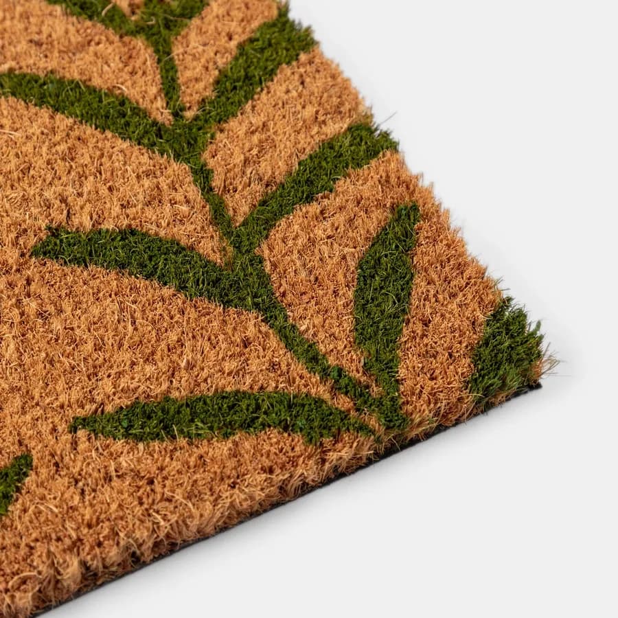 Zerbino 45x75 cm in coir con stampa foglie verdi