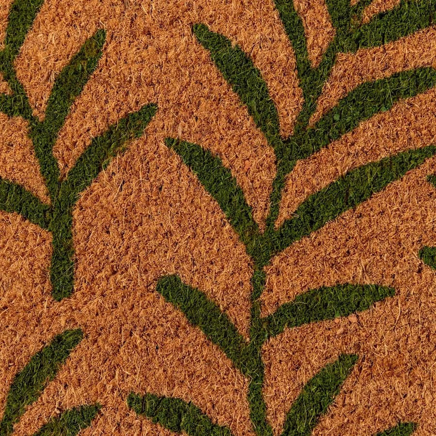 Zerbino 45x75 cm in coir con stampa foglie verdi