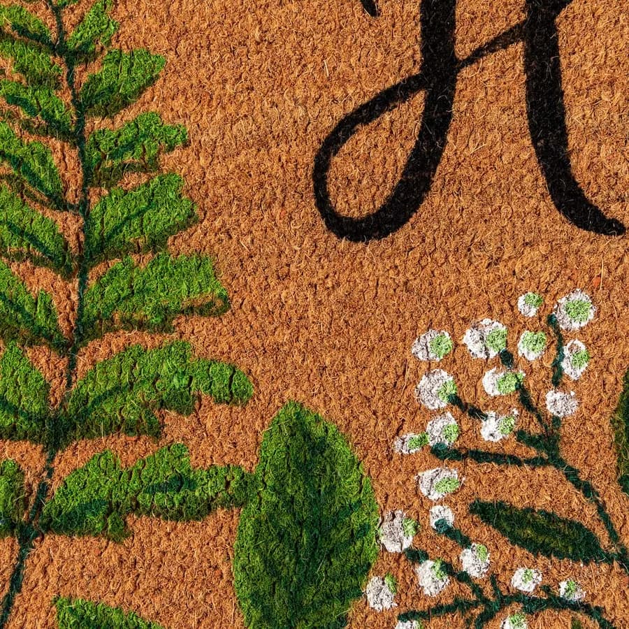 Zerbino 45x75 cm in coir Hello con disegno fiori