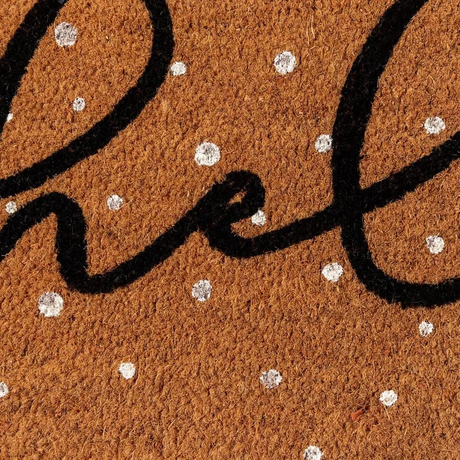 Zerbino 45x75 cm in coir Hello e pallini bianchi