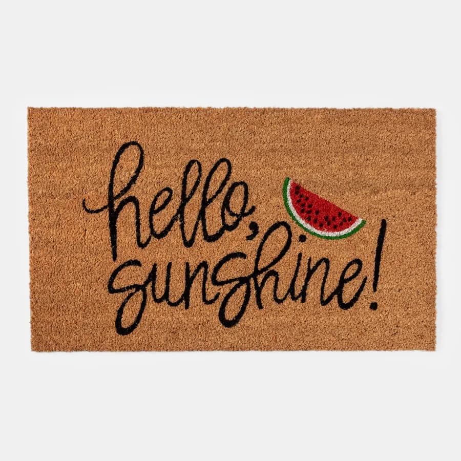 Zerbino 45x75 cm in coir Hello Sunshine con disegno anguria