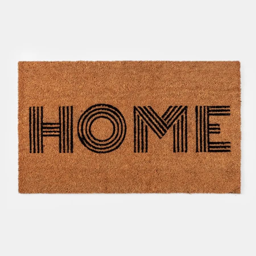 Zerbino 45x75 cm in coir Home scritta nera