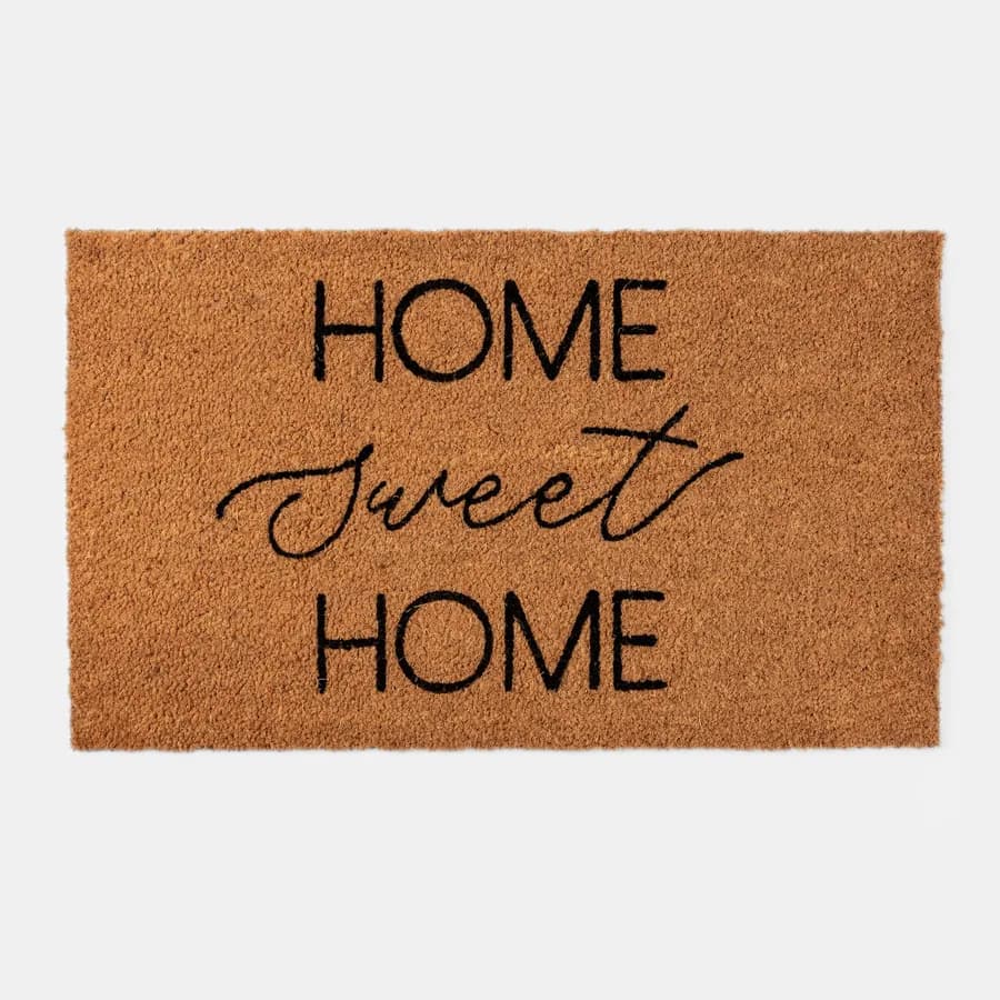 Zerbino 45x75 cm in coir Home Sweet Home scritta nera