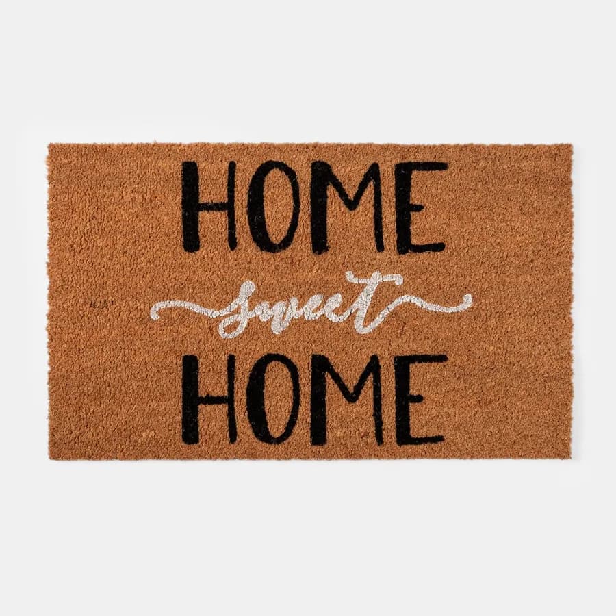 Zerbino 45x75 cm in coir Home Sweet Home scritta nero e bianco