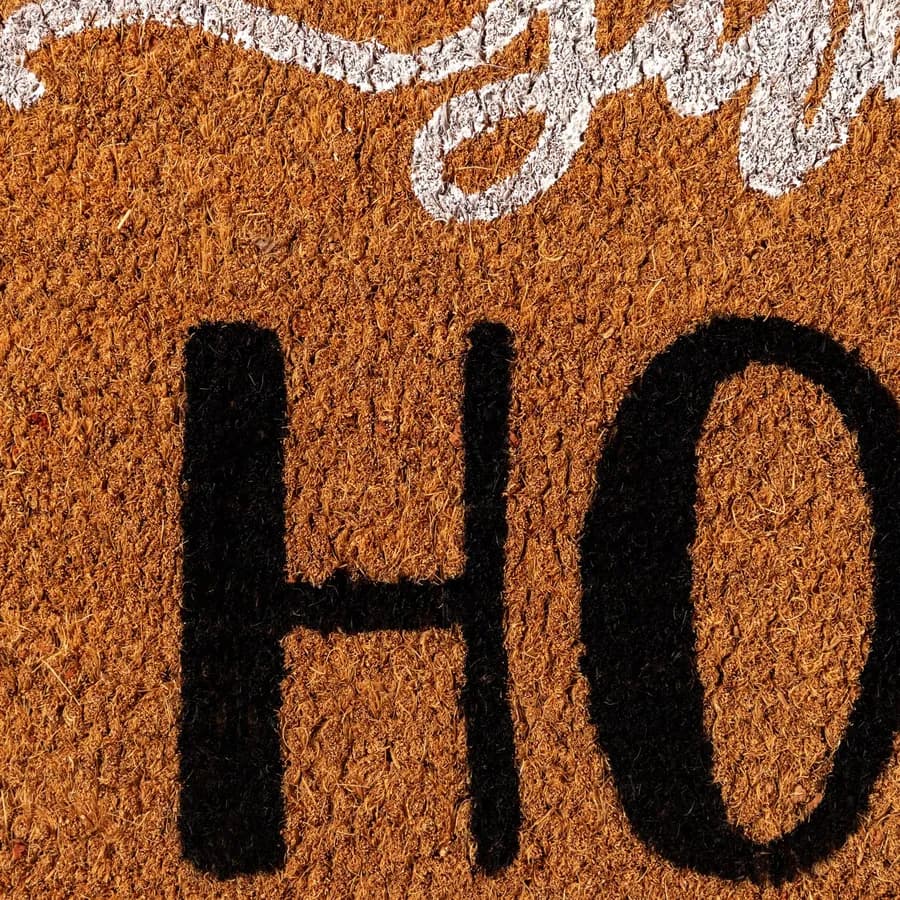 Zerbino 45x75 cm in coir Home Sweet Home scritta nero e bianco