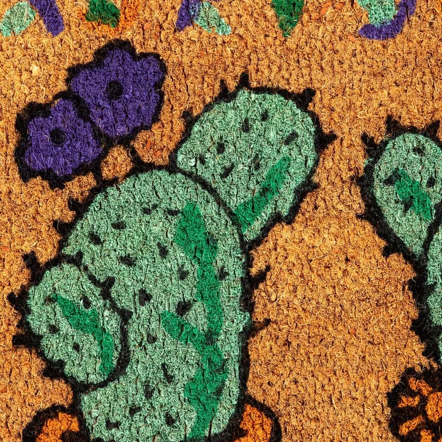Zerbino 45x75 cm in coir naturale con disegno cactus