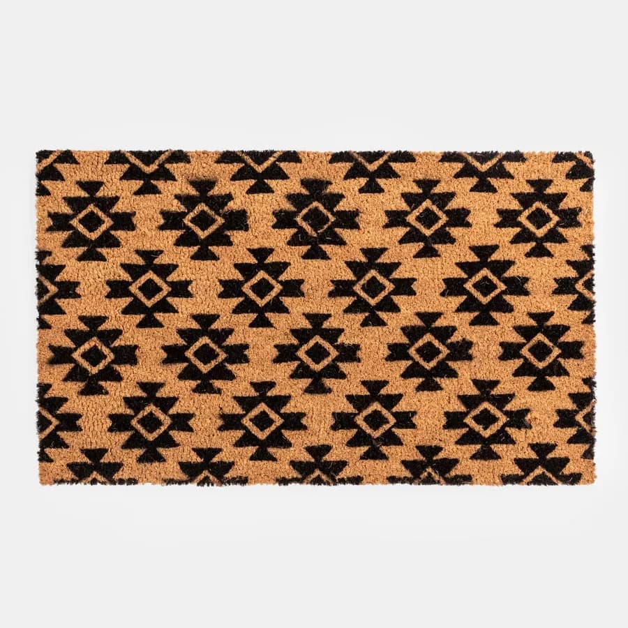 Zerbino 45x75 cm in coir naturale con disegno nero