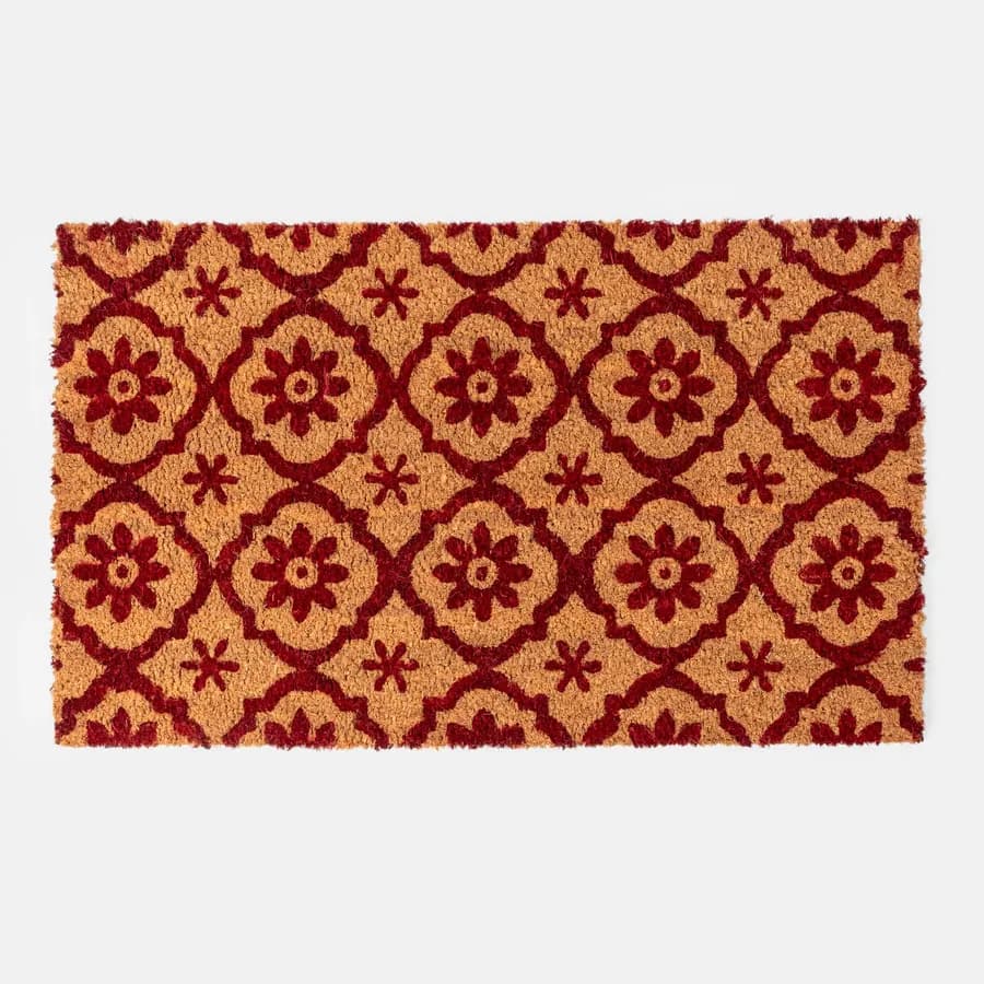Zerbino 45x75 cm in coir naturale con motivo floreale
