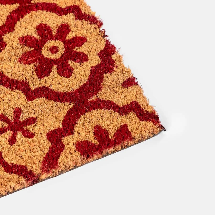 Zerbino 45x75 cm in coir naturale con motivo floreale