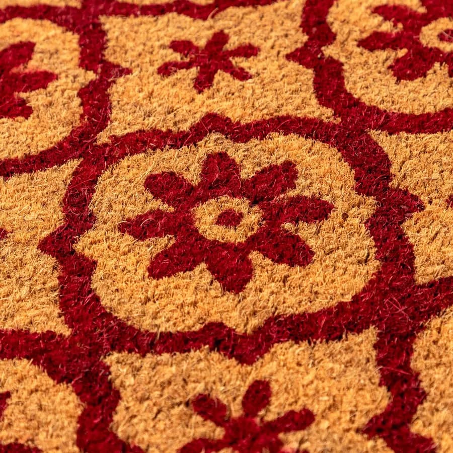 Zerbino 45x75 cm in coir naturale con motivo floreale