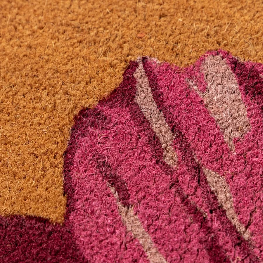 Zerbino 45x75 cm in coir Welcome con disegno fiore rosa