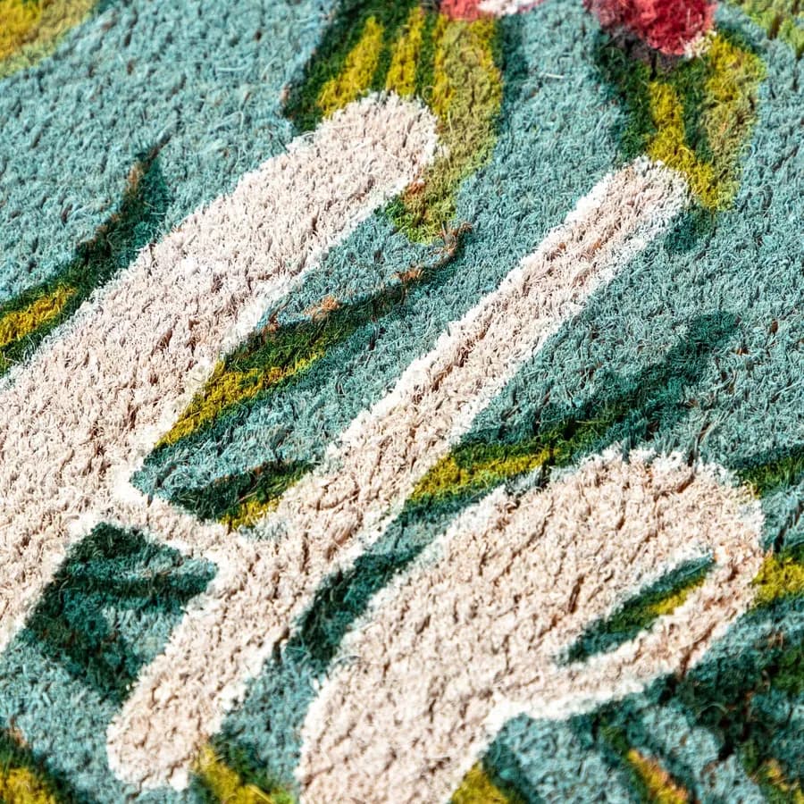 Zerbino Hello 45x75 cm in coir naturale con disegno floreale