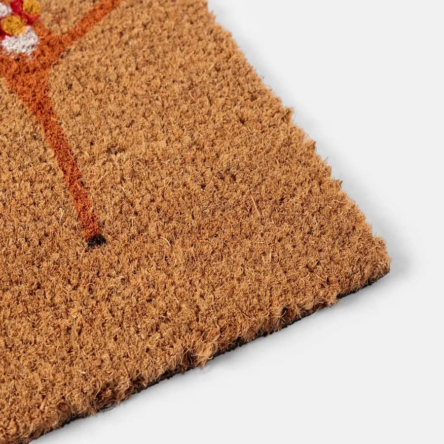 Zerbino natalizio 45x75 cm in coir con disegno Babbo Natale e renne