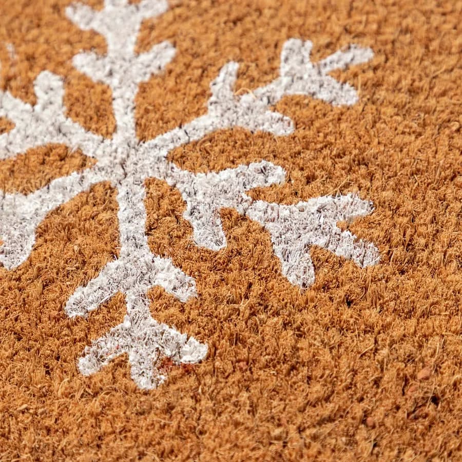 Zerbino natalizio 45x75 cm in coir con disegno fiocchi di neve