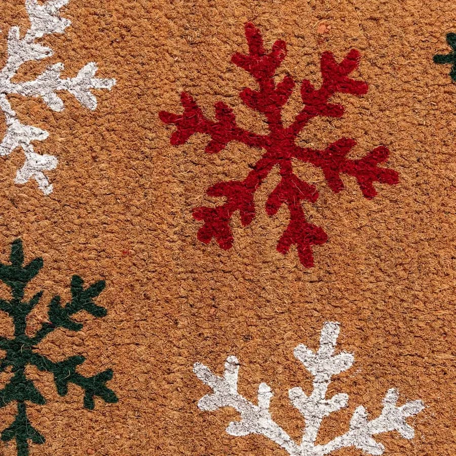 Zerbino natalizio 45x75 cm in coir con disegno fiocchi di neve