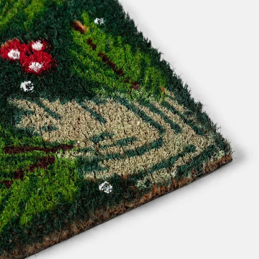 Zerbino natalizio 45x75 cm in coir con disegno rami di abete