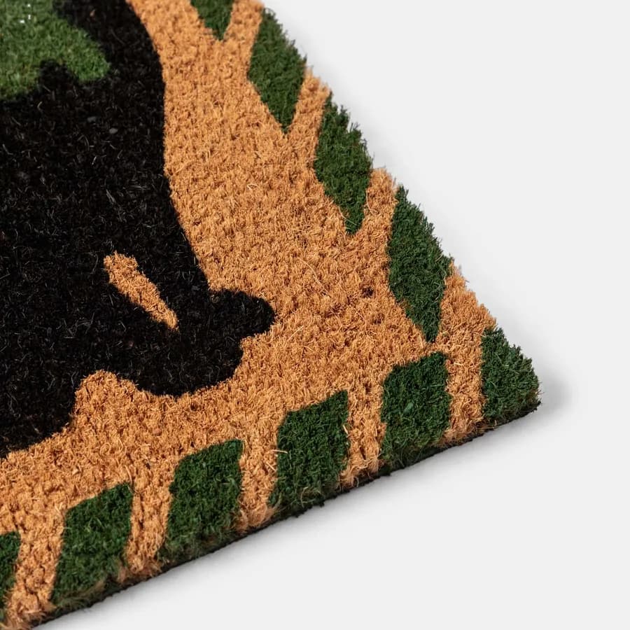 Zerbino natalizio 45x75 cm in coir Merry Christmas con disegno gatto
