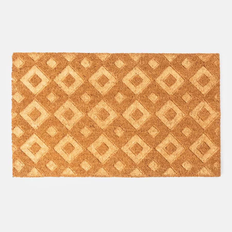 Zerbino senape 45x75 cm in coir naturale con disegno geometrico a rombi