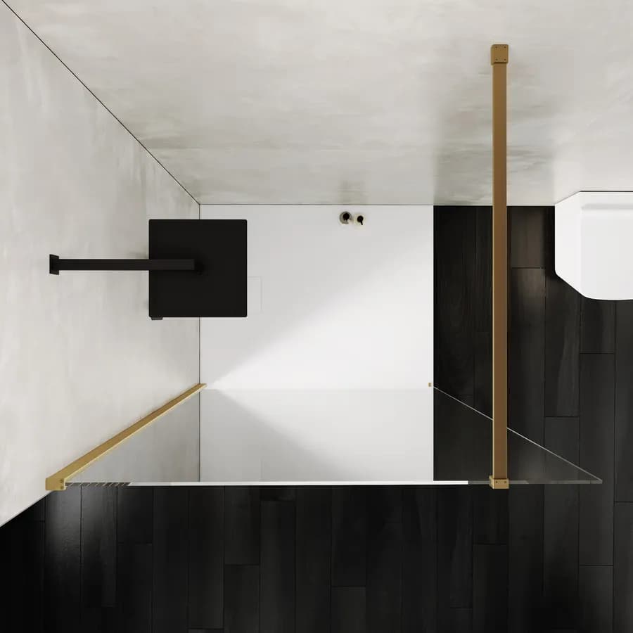Box doccia Walk in 130 cm vetro 8 mm anticalcare trasparente e profilo oro 200h - Keep