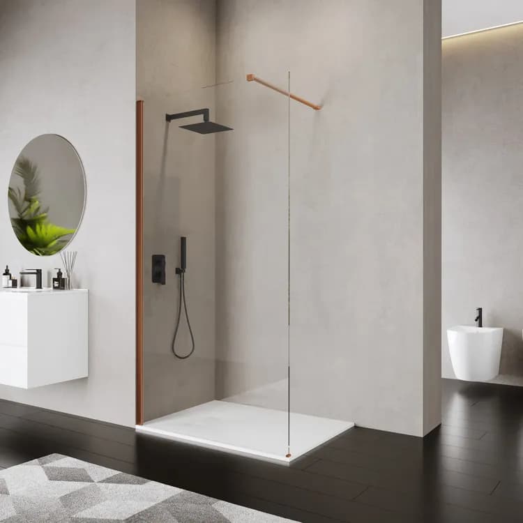 Box doccia Walk in 120 cm vetro 8 mm anticalcare trasparente e profilo bronzo 200h - Keep