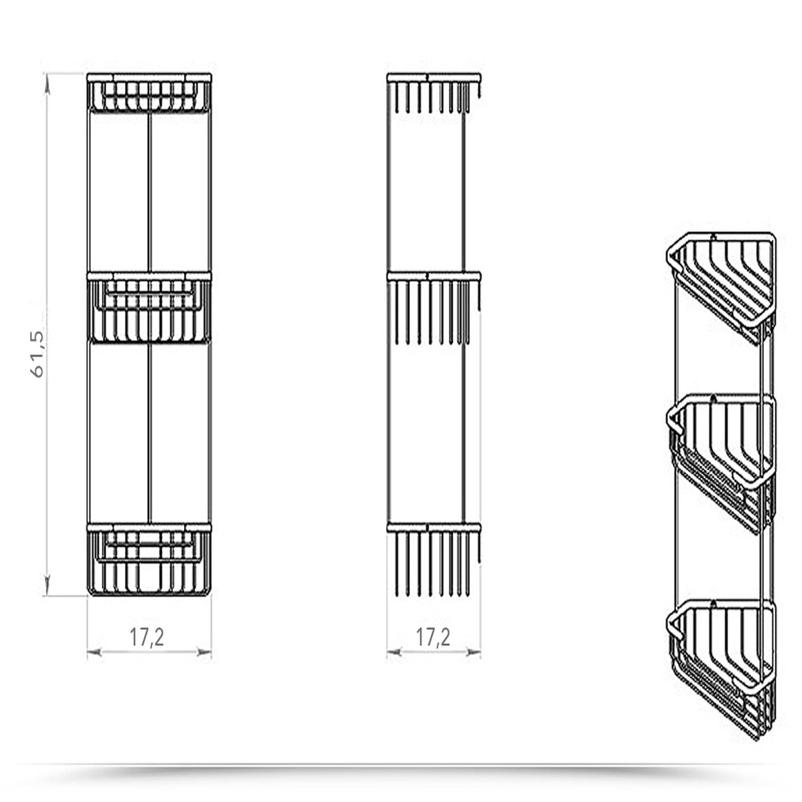 Angolare griglia doccia Gedy realizzato in acciaio inox 17,2x17,2x61,5h cm